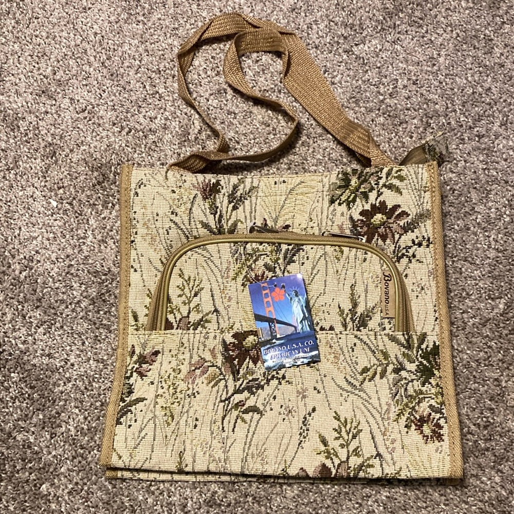 New Bovano Floral Beige Tote Bag